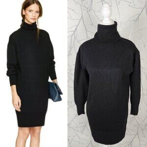 Wilfred Black 100% Merino Wool Pensee Turtleneck Sweater Dress